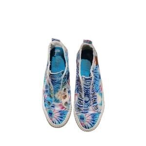 Blowfish Malibu Canvas Sneakers Tie Dye Slip On Sz 7.5 Blue Boho Streetwear